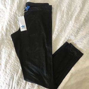Adidas black faux leather leggings - size med